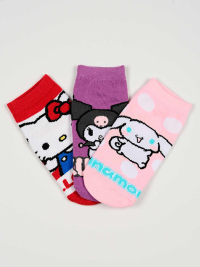 KIDS MOVIE HEROES HELLO KITTY 3-Pair Socks Set