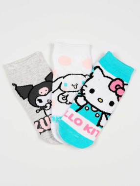 KIDS MOVIE HEROES HELLO KITTY 3-Pair Socks Set