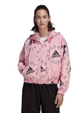 ADIDAS Essentials Logo Allover Print Windbreaker