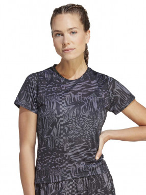 ADIDAS PERFORMANCE Ženska majica Run Icons 3 Bar Logo Allover Print Running