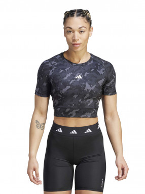 ADIDAS PERFORMANCE Tricou Techfit Camo Print Crop Training