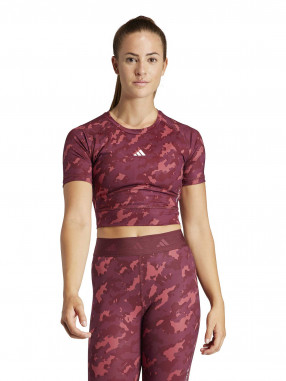 ADIDAS PERFORMANCE Tricou Techfit Camo Print Crop Training