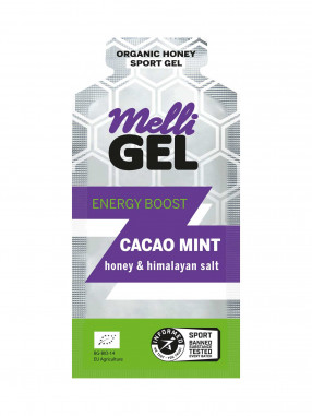 MELLIGEL Био меден енергиен гел Какао и мента 32гр.х12бр