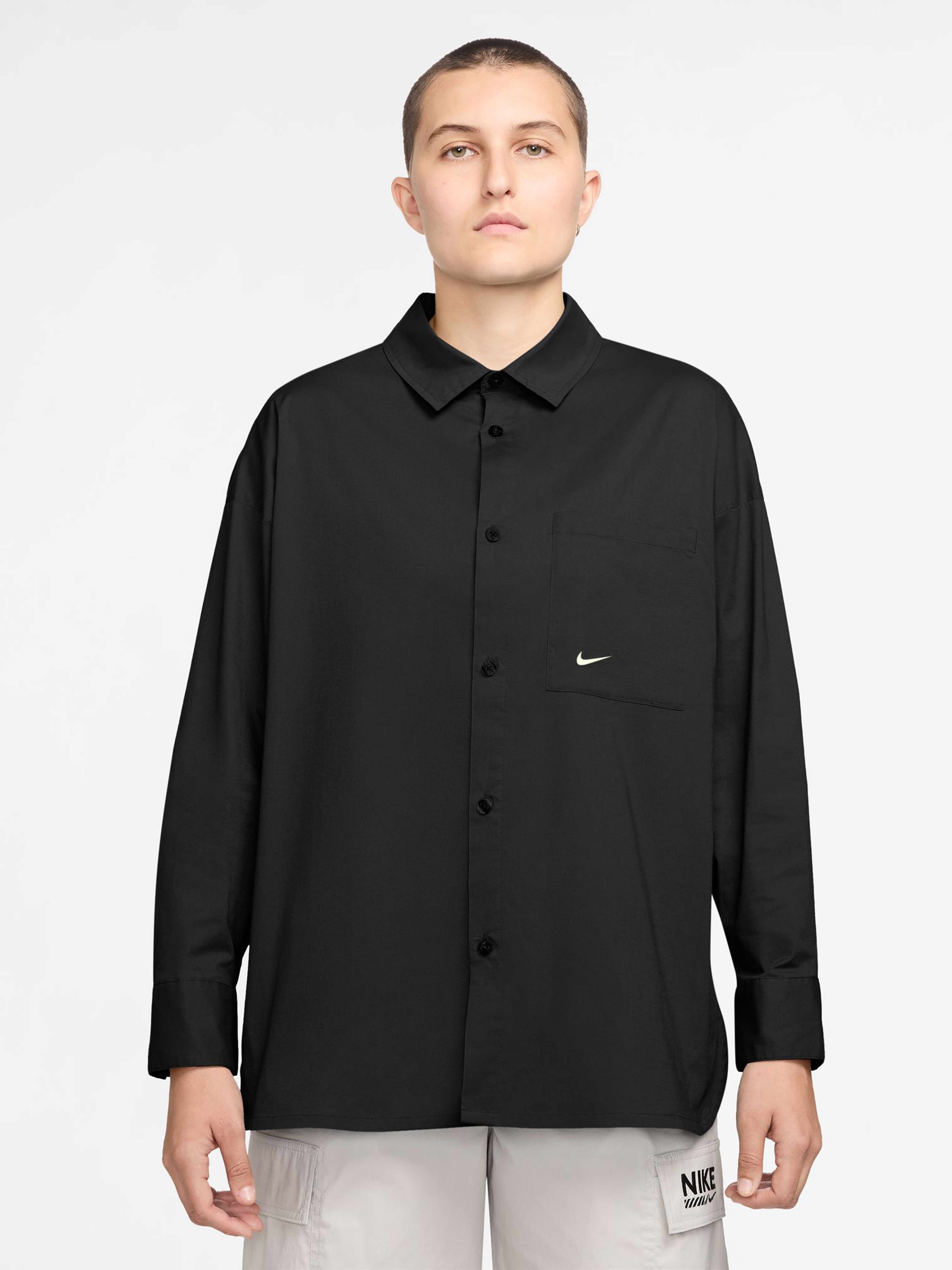 Camasa W Nsw Nk Chll Ppln Ls Btn Top
