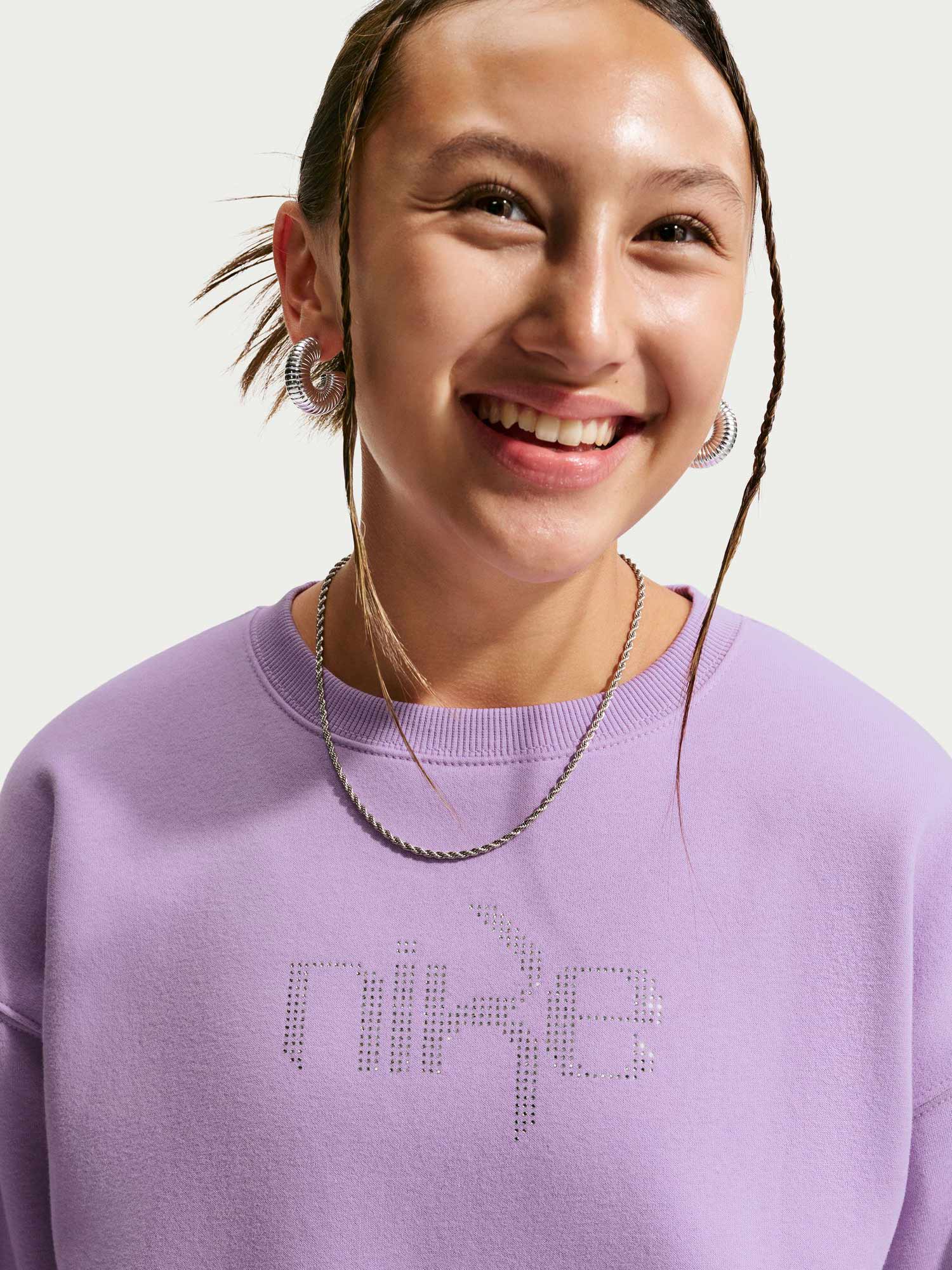 NIKE Блуза G STUDIO FLC OS CREW SHINE